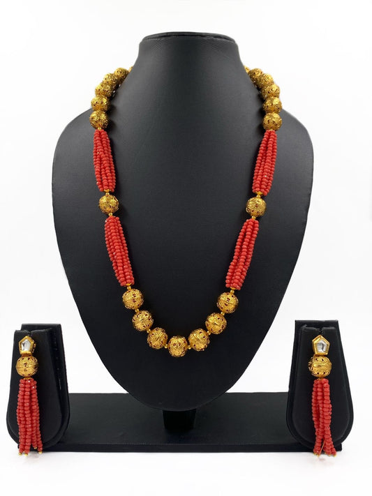 Buy Indian Traditional Jewelry, Red Chemical Beads Necklace Set, Oxidized  Handmade Jewelry Online in India - Etsy